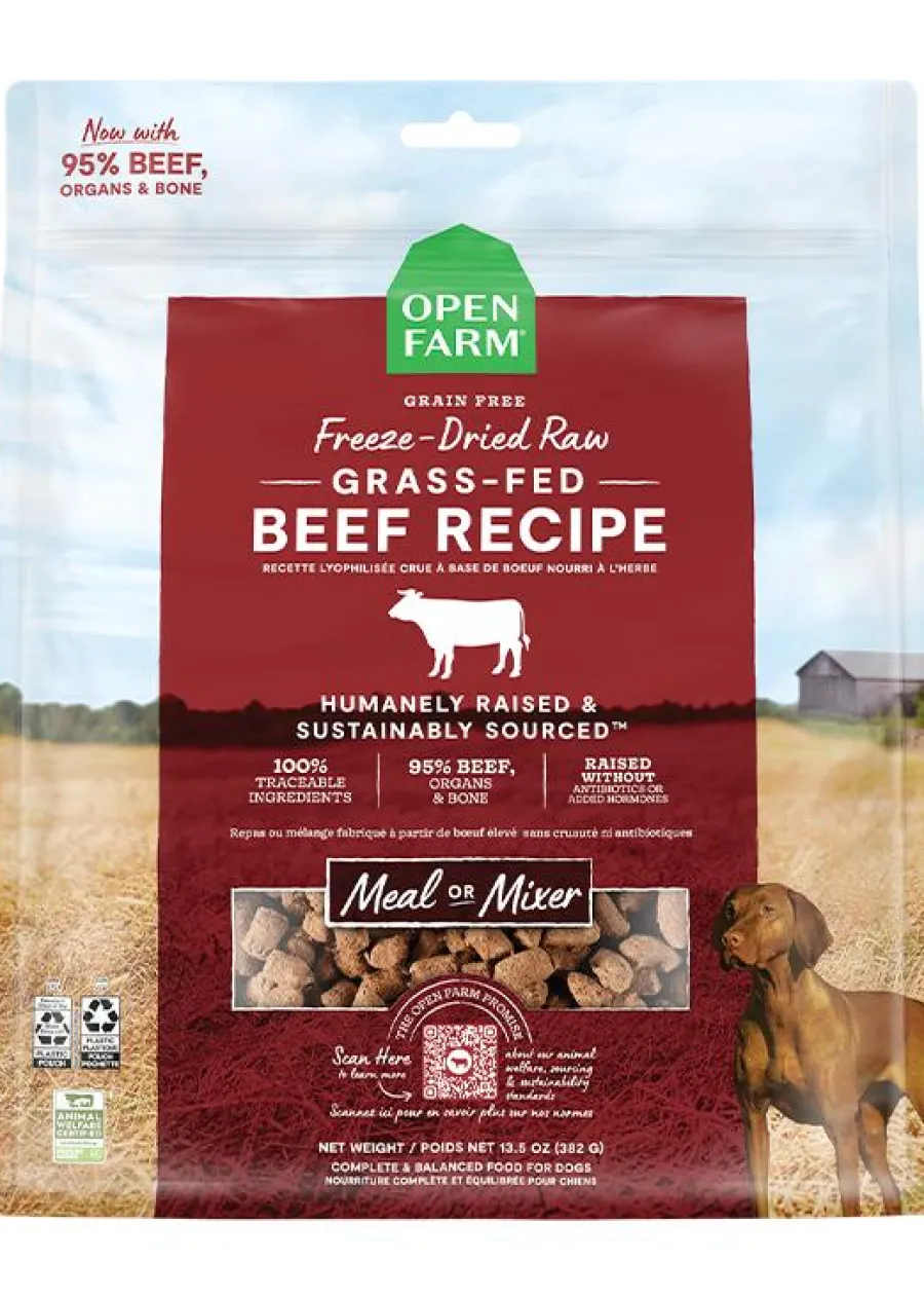 Flash Sale Open Farm Grass Fed Beef Recipe Freeze-Dried Raw Dog Food, 13.5-oz