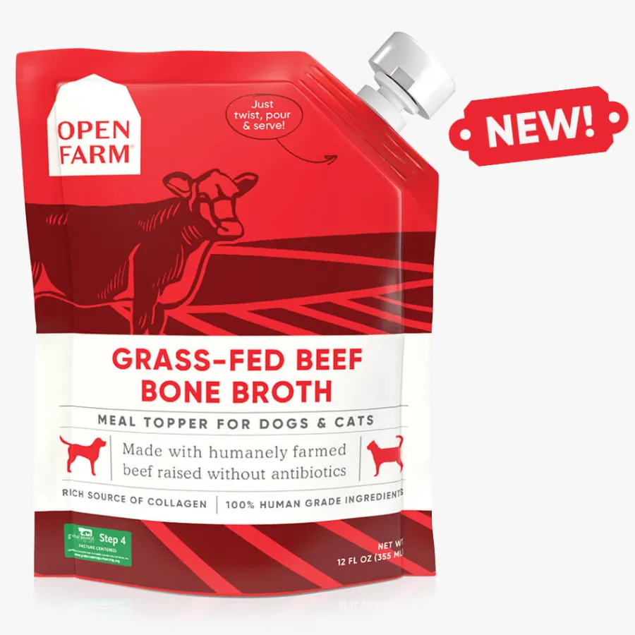 Best Open Farm Grass-Fed Beef Bone Broth Cat & Dog Meal Topper, 12-fl-oz