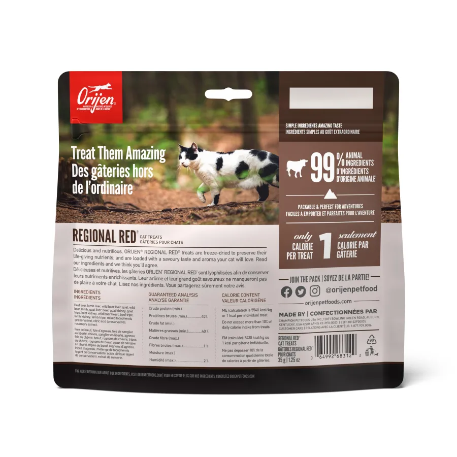 New ORIJEN Regional Red Grain-Free Freeze-Dried Cat Treats, 1.25-oz