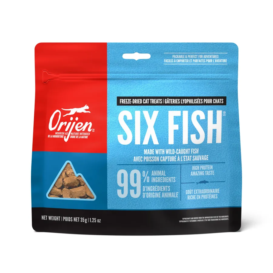 Clearance ORIJEN Six Fish Grain-Free Freeze-Dried Cat Treats, 1.25-oz