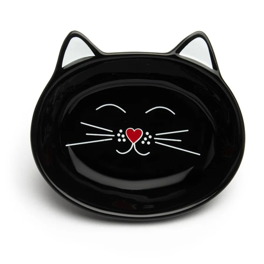 New Park Life Oscar Ceramic Cat Dish, Black