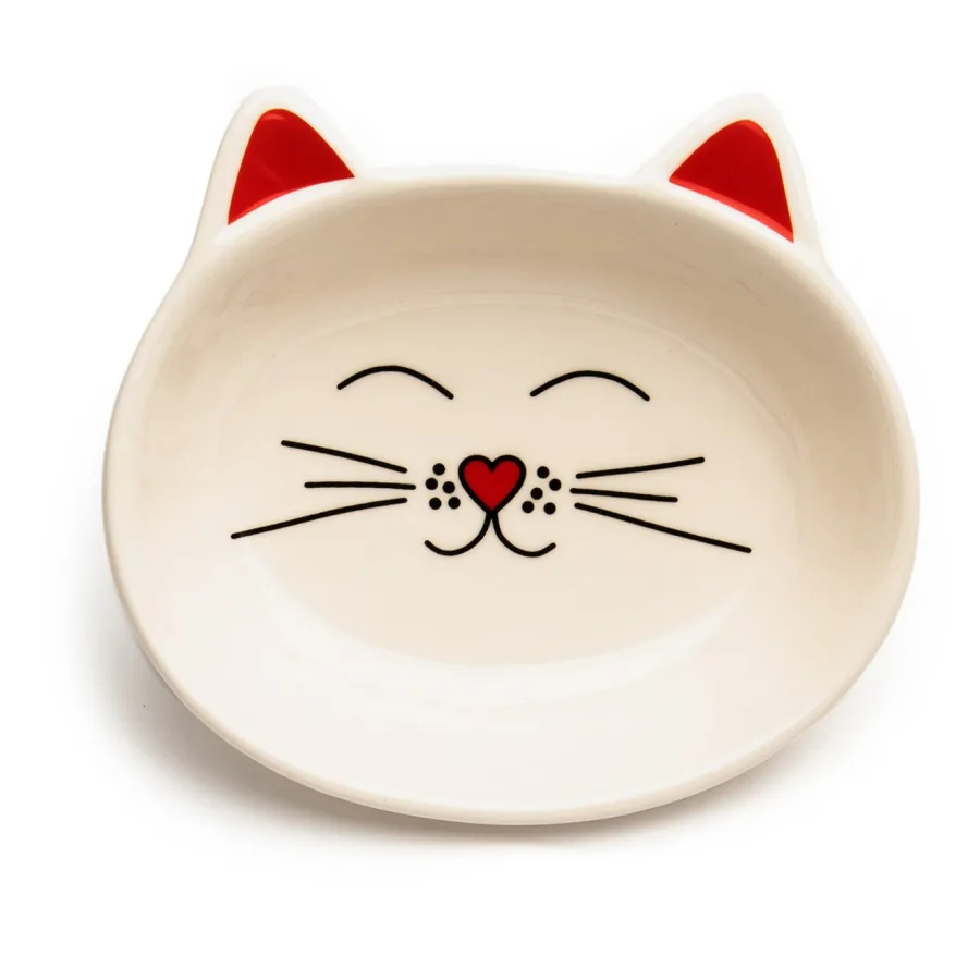 Best Park Life Oscar Ceramic Cat Dish, Cream