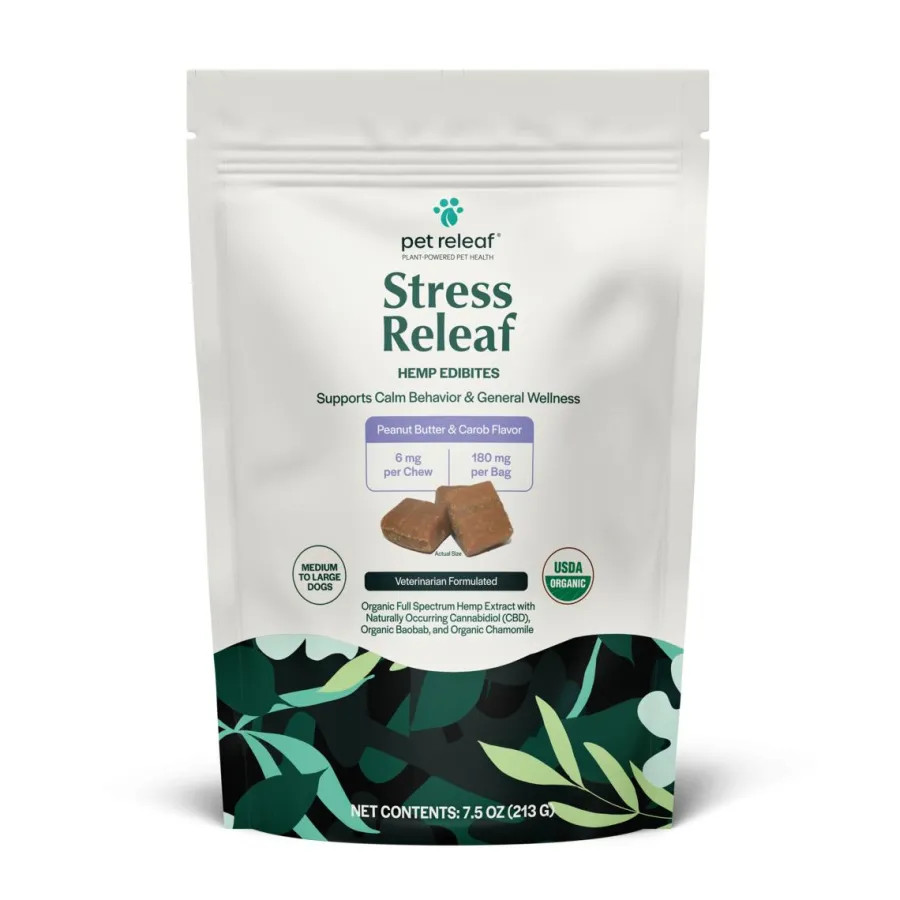 Cheap Pet Releaf Stress Releaf Edibites Peanut Butter & Carob Alternative Supplement for Medium to Large Dogs, 7.5-oz
