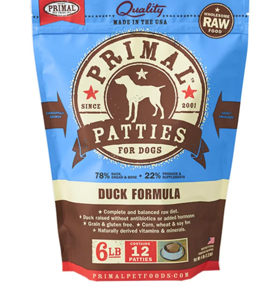 Cheap Primal Pet Foods Primal Duck Formula Patties Raw Frozen Dog Food, 6-lb