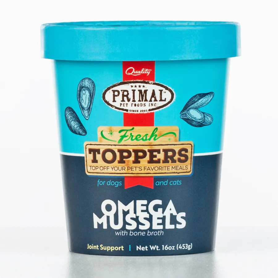Cheap Primal Pet Foods Primal Fresh Toppers Omega Mussels, Frozen Dog & Cat Food Topper, 16-oz