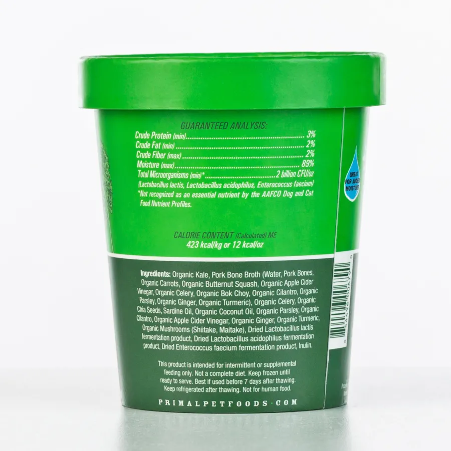Store Primal Pet Foods Primal Fresh Toppers Power Greens, Frozen Dog & Cat Food Topper, 16-oz