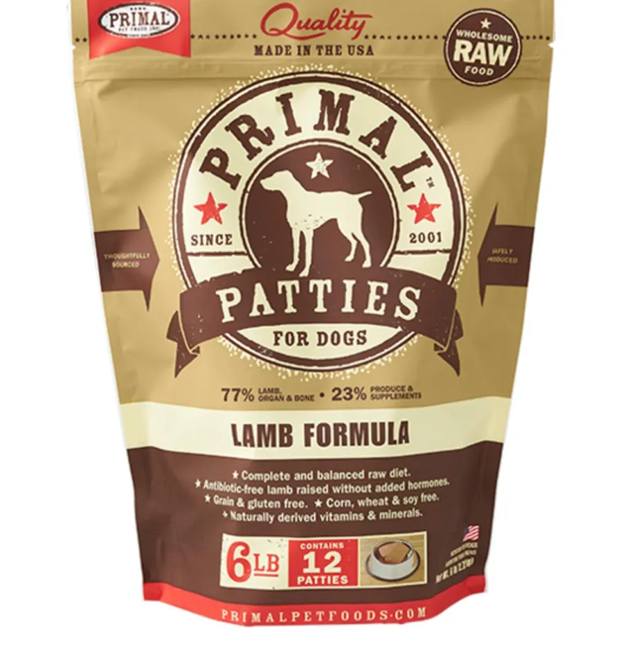Fashion Primal Pet Foods Primal Lamb Formula Patties Raw Frozen Dog Food, 6-lb