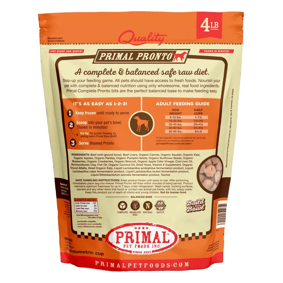 Best Sale Primal Pet Foods Primal Pronto Raw Frozen Beef Formula Dog Food, 4-lb
