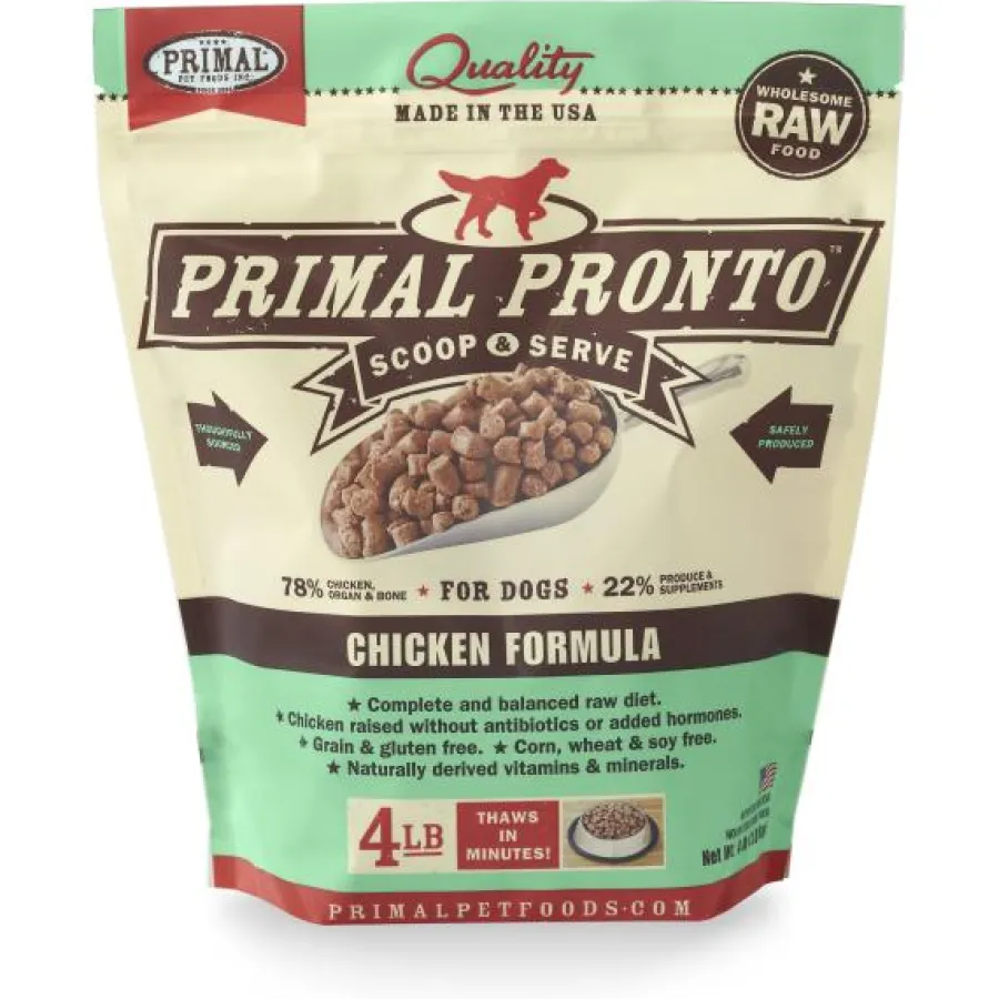 Fashion Primal Pet Foods Primal Pronto Raw Frozen Chicken Formula Dog Food, 4-lb