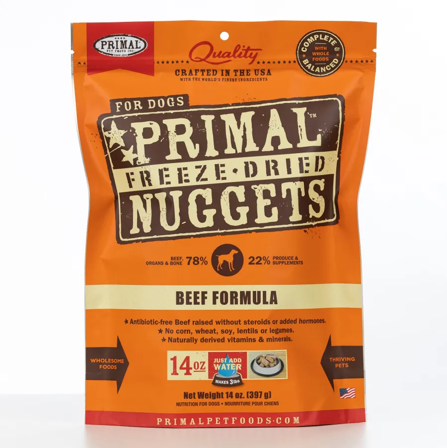 Flash Sale Primal Pet Foods Primal Raw Freeze-Dried Nuggets Beef Formula Dog Food, 14-oz