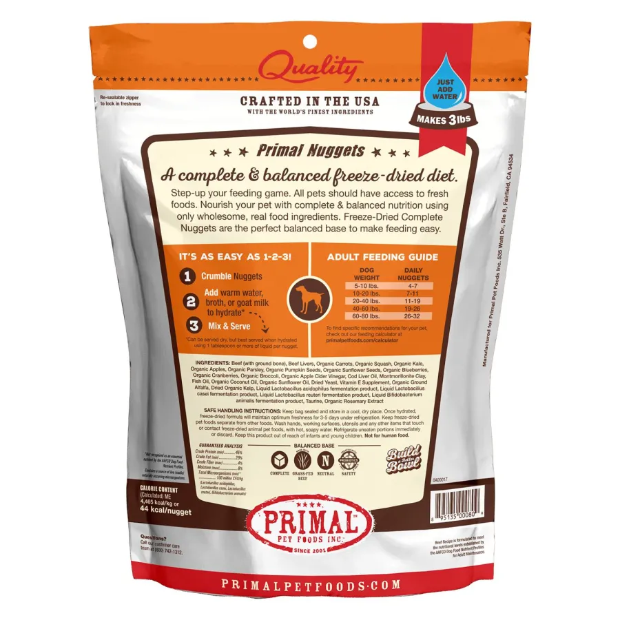 Flash Sale Primal Pet Foods Primal Raw Freeze-Dried Nuggets Beef Formula Dog Food, 14-oz