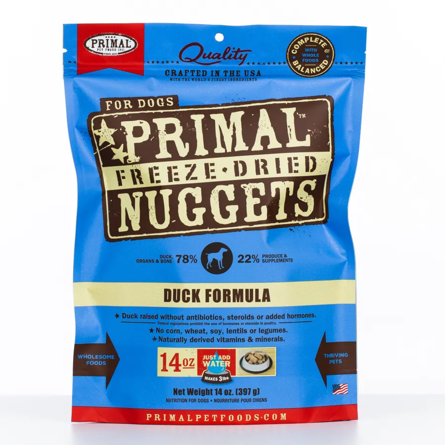 New Primal Pet Foods Primal Raw Freeze-Dried Nuggets Duck Formula Dog Food, 14-oz
