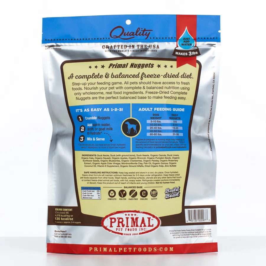 New Primal Pet Foods Primal Raw Freeze-Dried Nuggets Duck Formula Dog Food, 14-oz