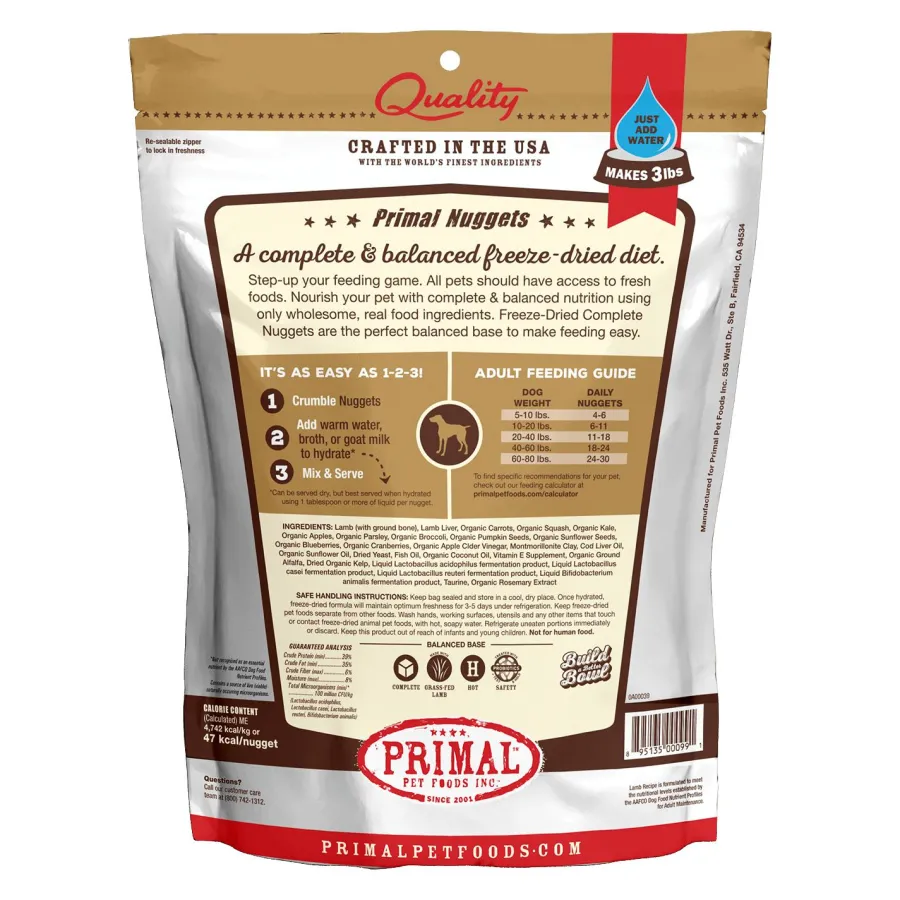 Flash Sale Primal Pet Foods Primal Raw Freeze-Dried Nuggets Lamb Formula Dog Food, 14-oz