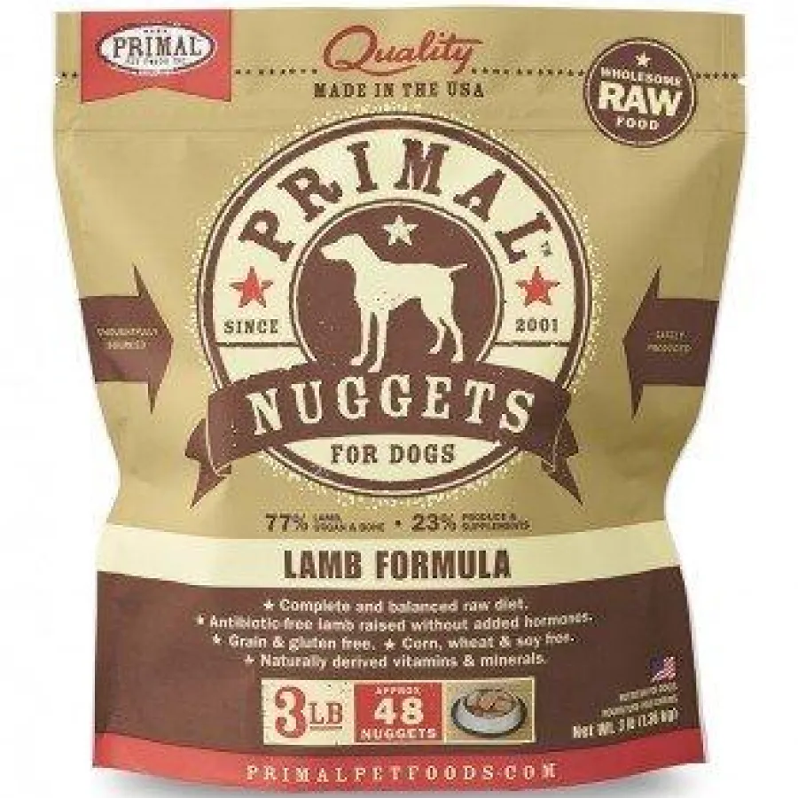 Online Primal Pet Foods Primal Raw Frozen Nuggets Lamb Formula Dog Food, 3-lb