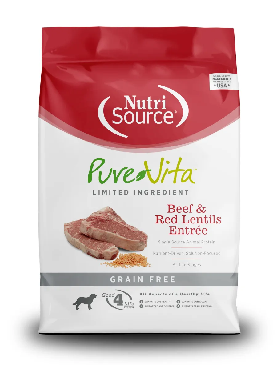 Online PureVita Limited Ingredient Beef & Red Lentils Entree Grain-Free Dry Dog Food, 12-lb