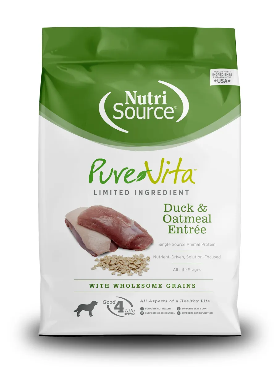 Outlet PureVita Limited Ingredient Duck & Oatmeal Entree with Wholesome Grains Dry Dog Food, 5-lb (**)