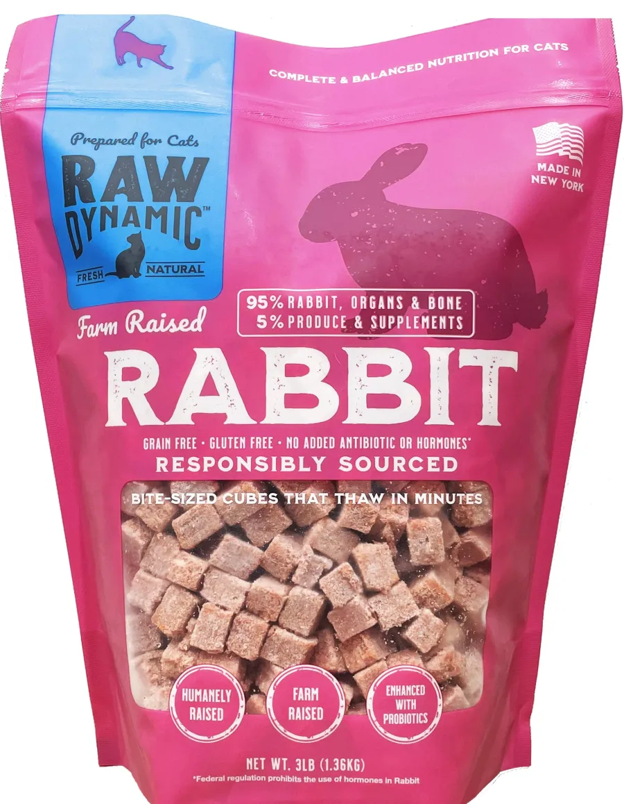 Flash Sale Raw Dynamic Rabbit Frozen Raw Cat Food, 3-lb