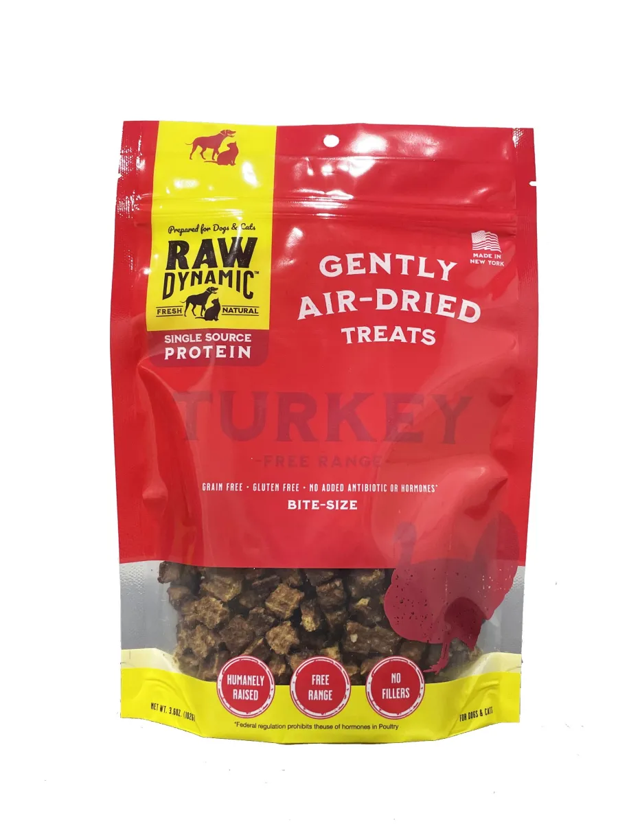 Outlet Raw Dynamic Turkey Gently Air-Dried Dog & Cat Treats, 3.6-oz