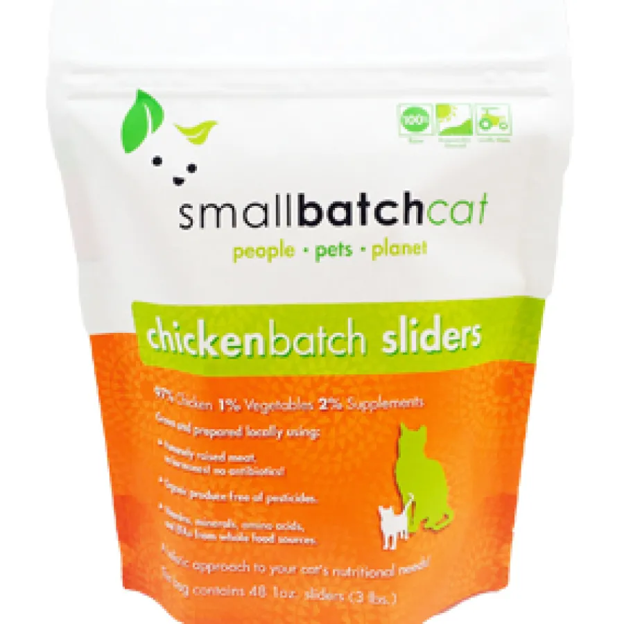 Clearance Smallbatch Cat Chicken Batch Sliders Frozen Cat Food, 3-lb