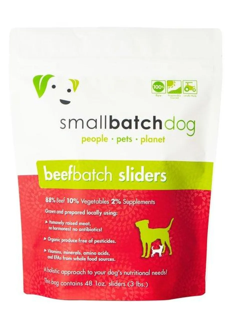 Hot Smallbatch Dog Beef Batch Sliders Raw Frozen Dog Food, 3-lb
