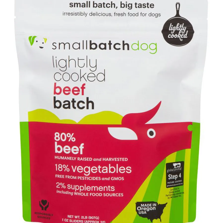 Outlet Smallbatch Dog Lightly Cooked Beef Batch Frozen Dog Food, 2-lb