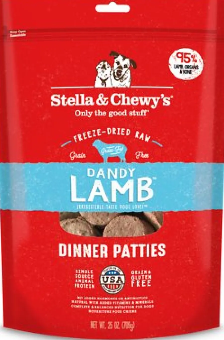 Outlet Stella & Chewy's Dandy Lamb Dinner Patties Grain-Free Freeze-Dried Dog Food, 25-oz