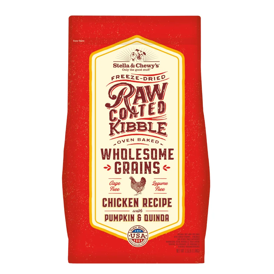 Clearance Stella & Chewy's Raw Coated Kibble Wholesome Grains Chicken, Pumpkin & Quinoa Dry Dog Food, 22-lb