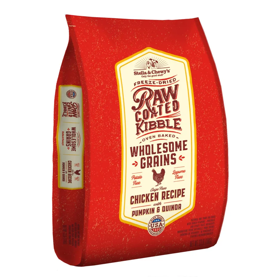 Clearance Stella & Chewy's Raw Coated Kibble Wholesome Grains Chicken, Pumpkin & Quinoa Dry Dog Food, 22-lb