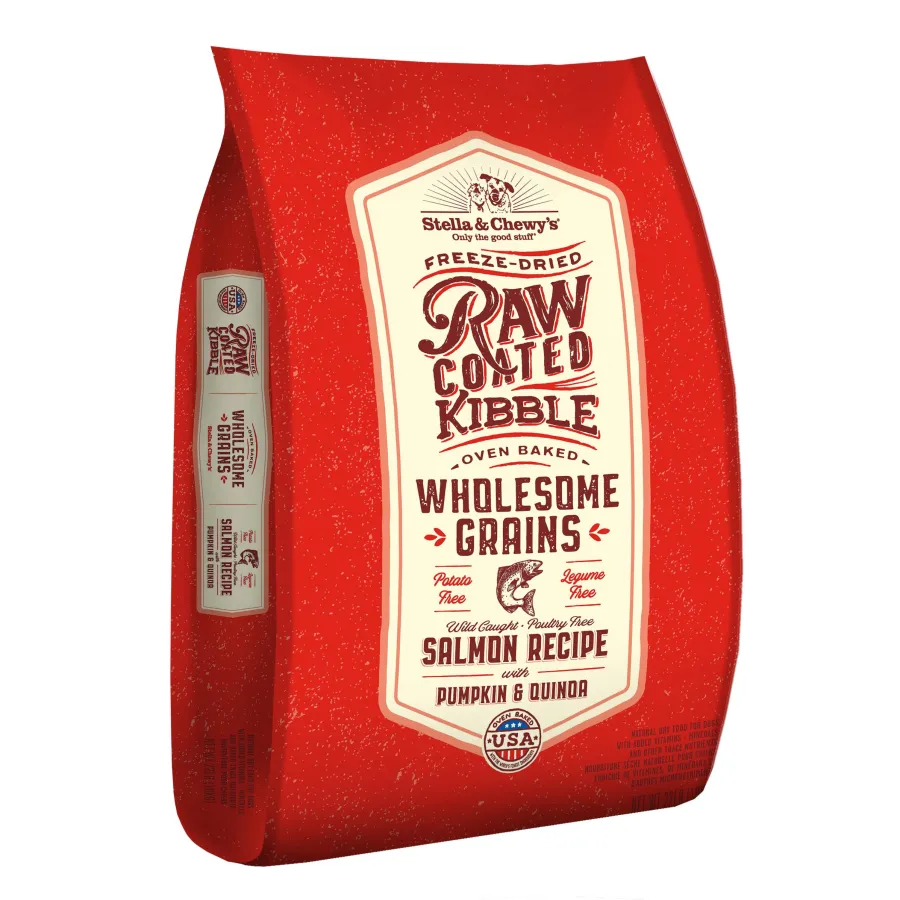 Sale Stella & Chewy's Raw Coated Kibble Wholesome Grains Salmon, Pumpkin & Quinoa Dry Dog Food, 22-lb
