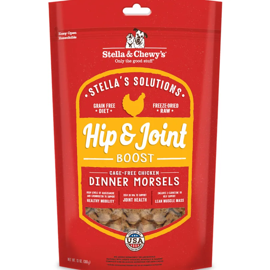 Discount Stella & Chewy's Stella's Solutions Hip & Joint Boost Cage-Free Chicken Dinner Morsels Freeze-Dried Dog Food, 13-oz