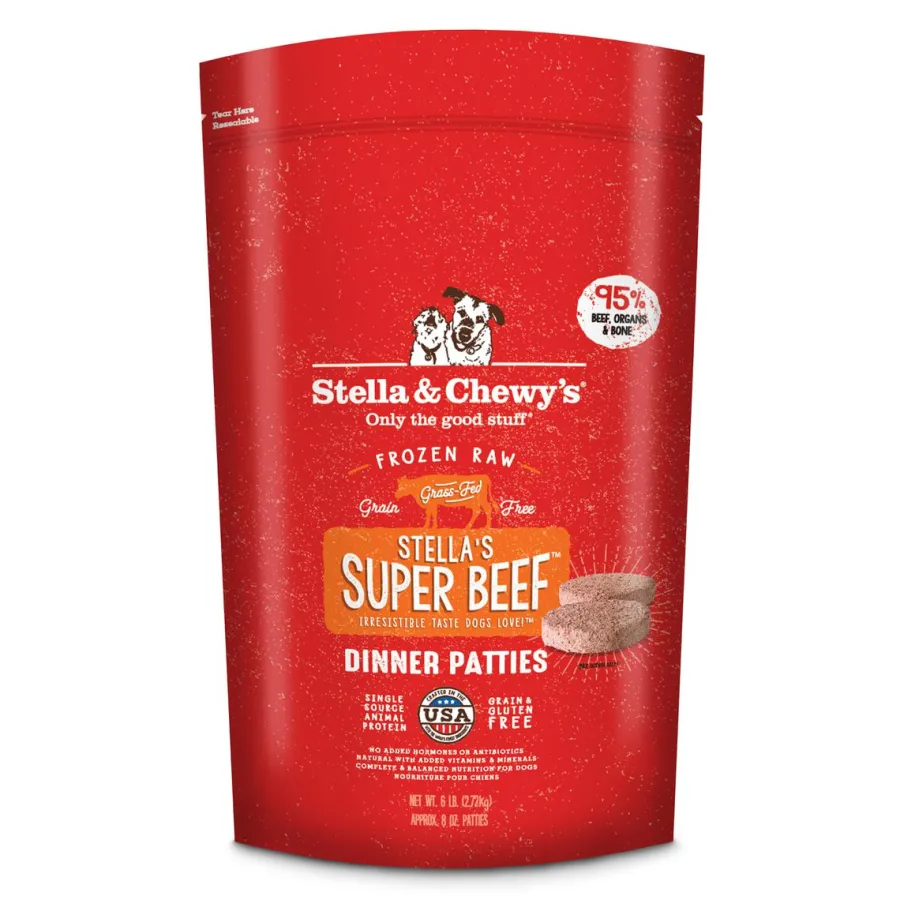 Sale Stella & Chewy's Stella's Super Beef 8-oz Dinner Patties Grain-Free Raw Frozen Dog Food, 6-lb