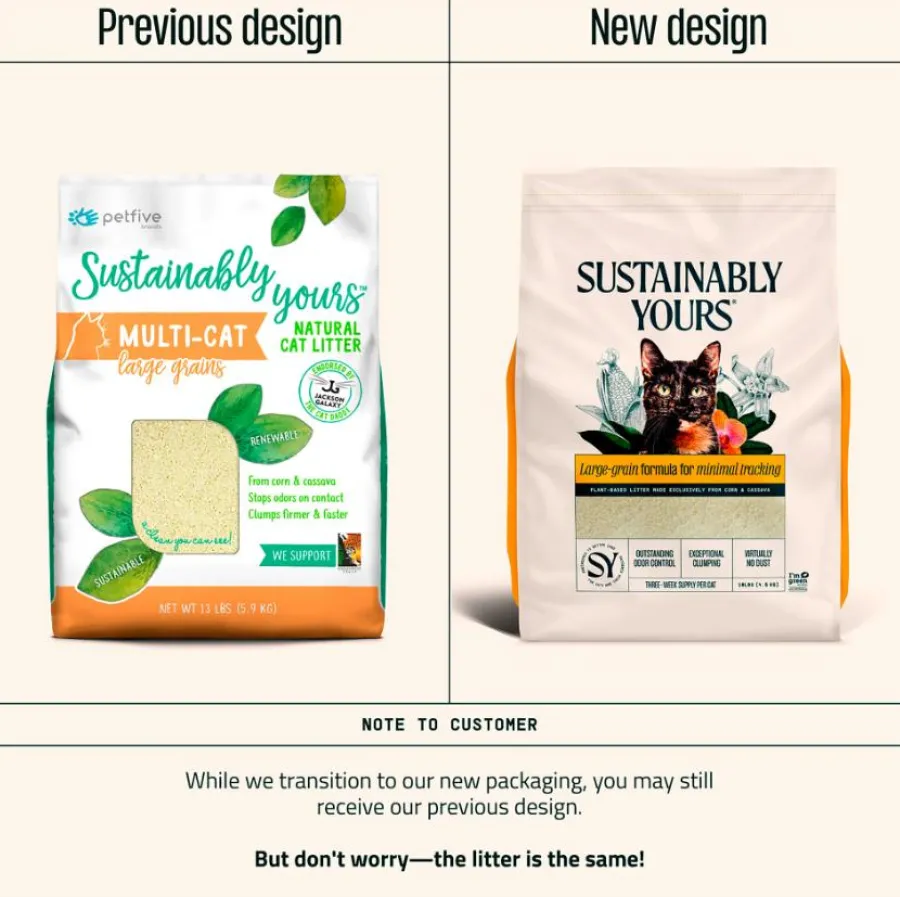 New Sustainably Yours Large-Grain Formula Cat Litter, 13-lb