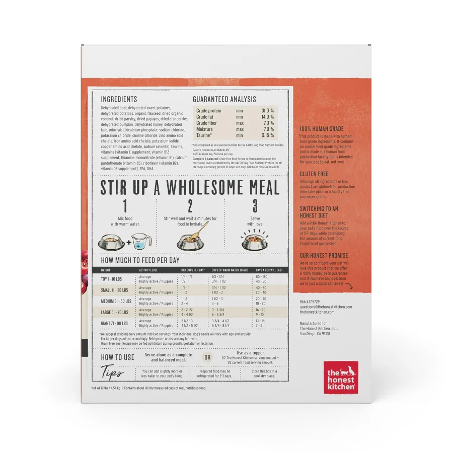 Outlet The Honest Kitchen Beef Recipe Grain-Free Dehydrated Dog Food, 10-lb box