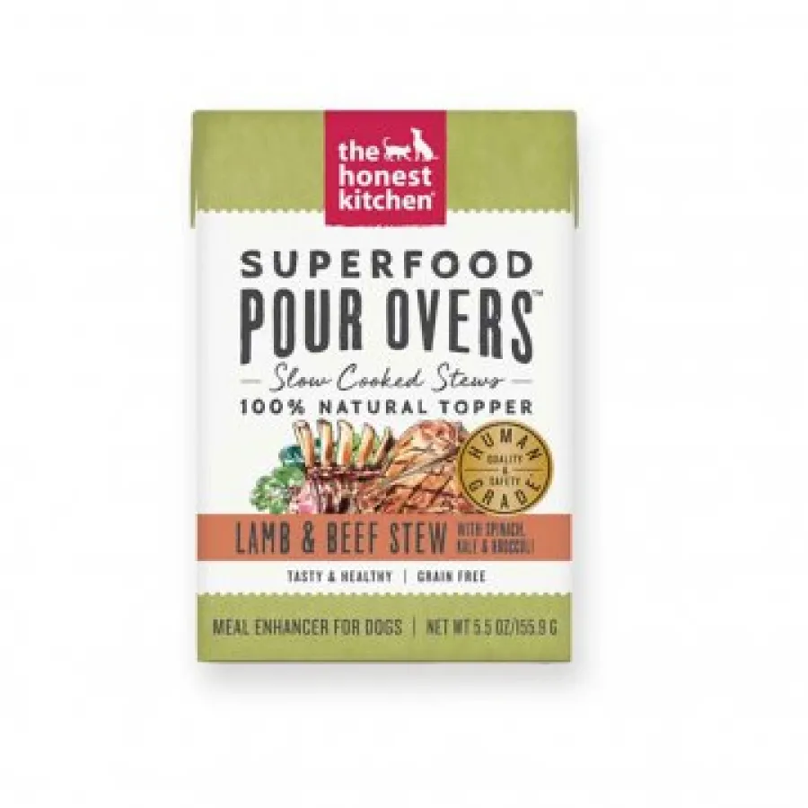 Online The Honest Kitchen Superfood Pour Overs Lamb & Beef Stew with Spinach Dog Food Topper, 5.5-oz
