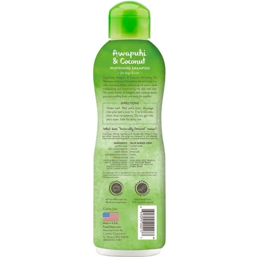 New Tropiclean Awapuhi & Coconut Whitening Pet Shampoo, 20-oz