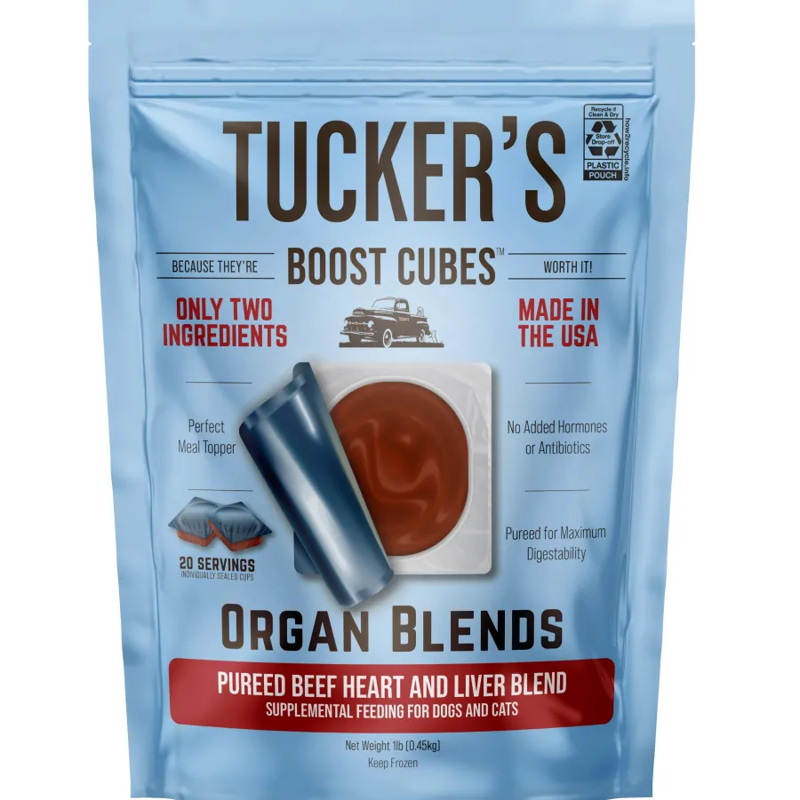 Store Tucker's Boost Cubes Pureed Beef Heart & Liver Blend Frozen Dog & Cat Food Topper, 1-lb