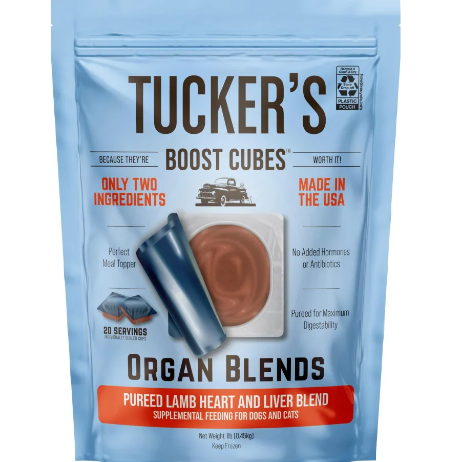 Hot Tucker's Boost Cubes Pureed Lamb Heart & Liver Blend Frozen Dog & Cat Food Topper, 1-lb
