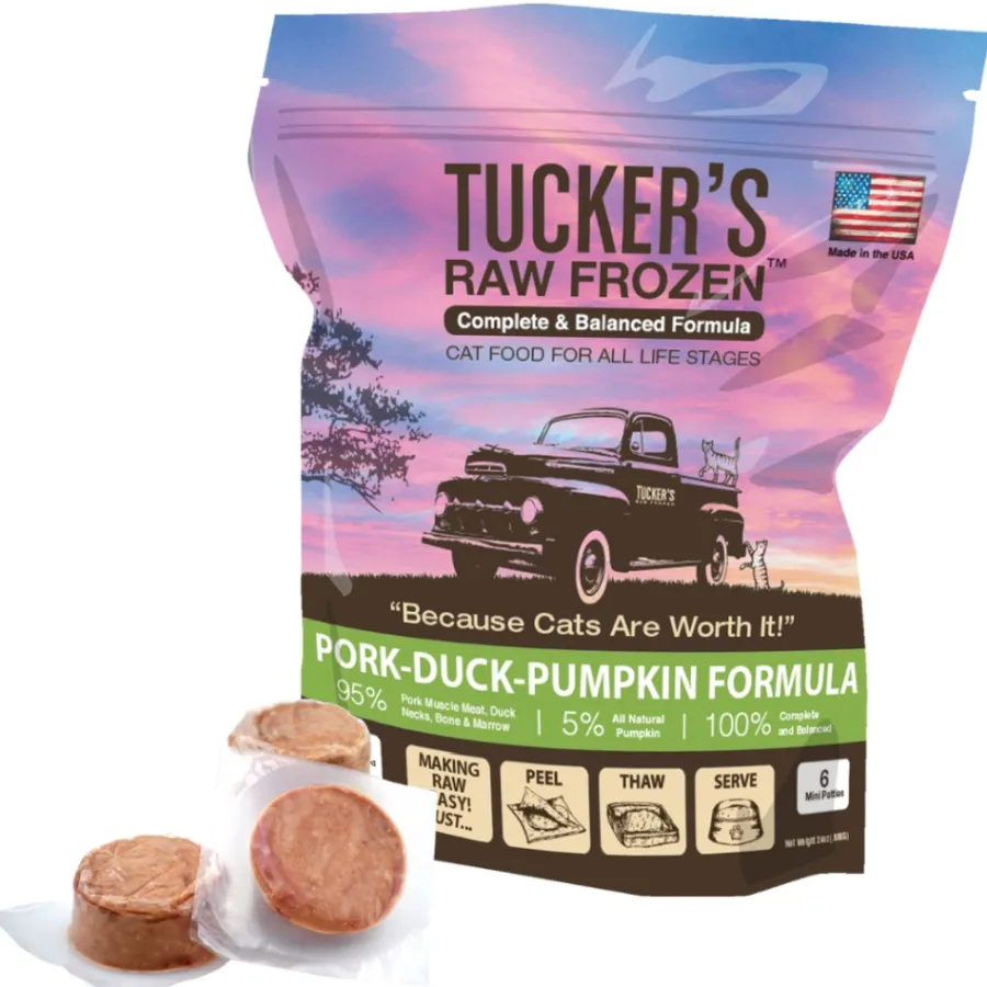 Outlet Tucker's Raw Frozen Pork, Duck & Pumpkin Food for Cats, 24-oz