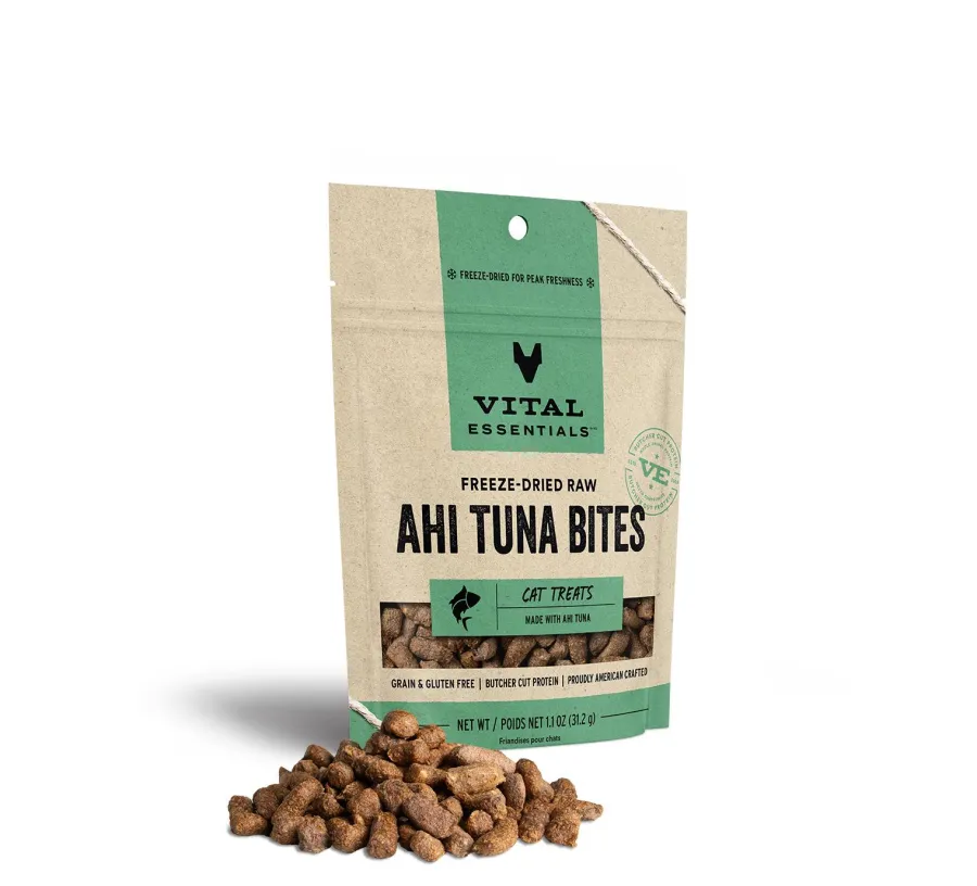 Outlet Vital Essentials Ahi Tuna Bites Freeze-Dried Raw Cat Treats, 1.1-oz