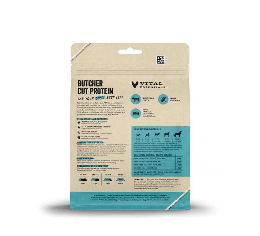Store Vital Essentials Beef Entree Mini Nibs Freeze-Dried Raw Dog Food, 5.5-oz