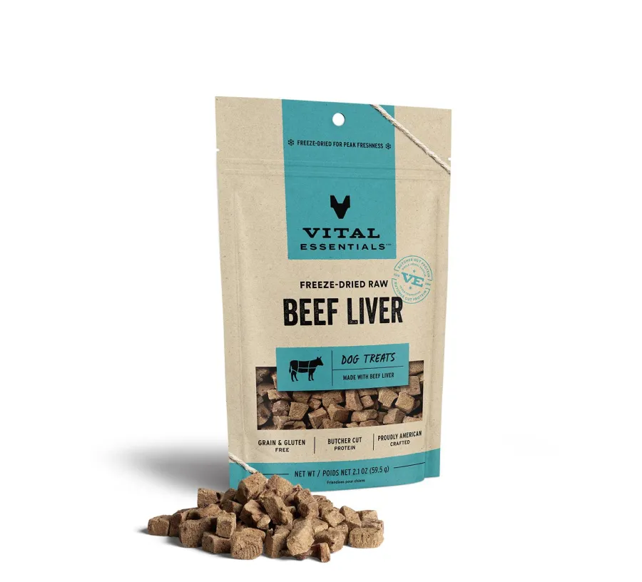 Clearance Vital Essentials Beef Liver Freeze-Dried Raw Dog Treats, 2.1-oz