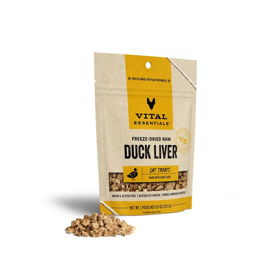 Hot Vital Essentials Duck Liver Freeze-Dried Raw Cat Treats, 0.9-oz