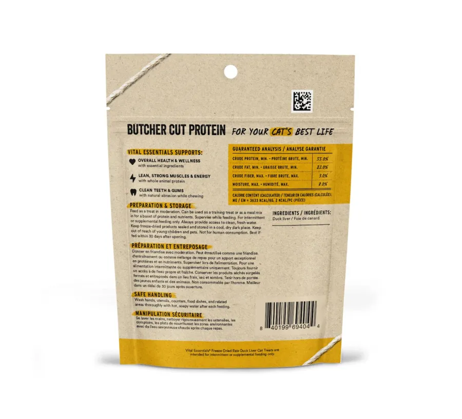 Hot Vital Essentials Duck Liver Freeze-Dried Raw Cat Treats, 0.9-oz