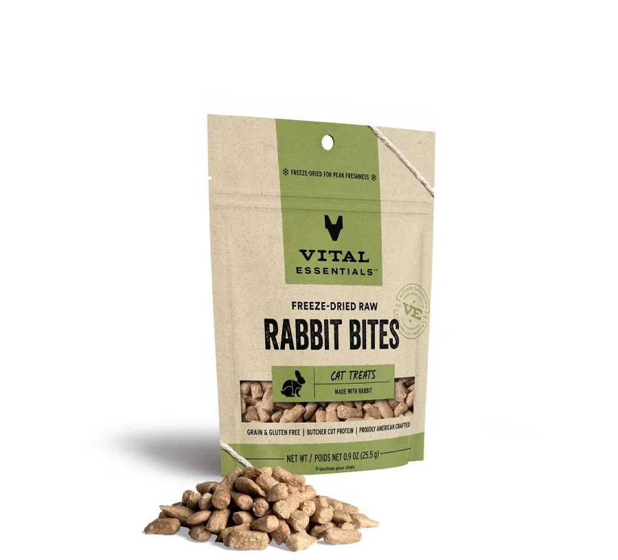 Best Sale Vital Essentials Rabbit Bites Freeze-Dried Raw Cat Treats, 0.9-oz