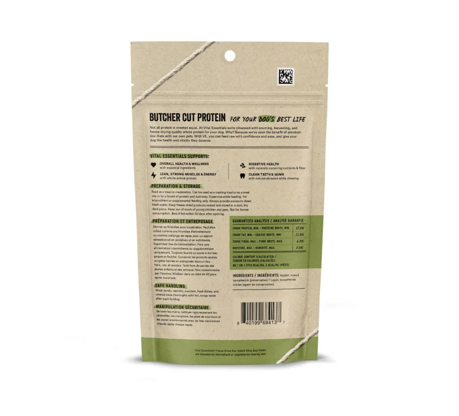 Discount Vital Essentials Rabbit Bites Freeze-Dried Raw Dog Treats, 2-oz