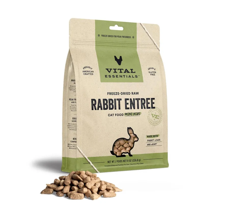 Shop Vital Essentials Rabbit Entree Mini Nibs Freeze-Dried Raw Cat Food, 8-oz
