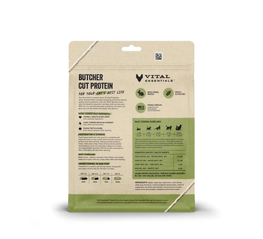 Shop Vital Essentials Rabbit Entree Mini Nibs Freeze-Dried Raw Cat Food, 8-oz