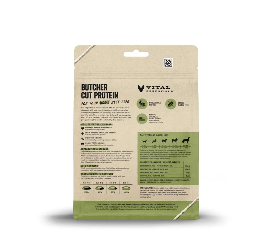Best Vital Essentials Rabbit Entree Mini Nibs Freeze-Dried Raw Dog Food, 5.5-oz