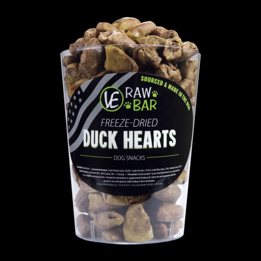 New Vital Essentials Raw Bar Duck Heart Freeze-Dried Dog Treat, 1-count (**)